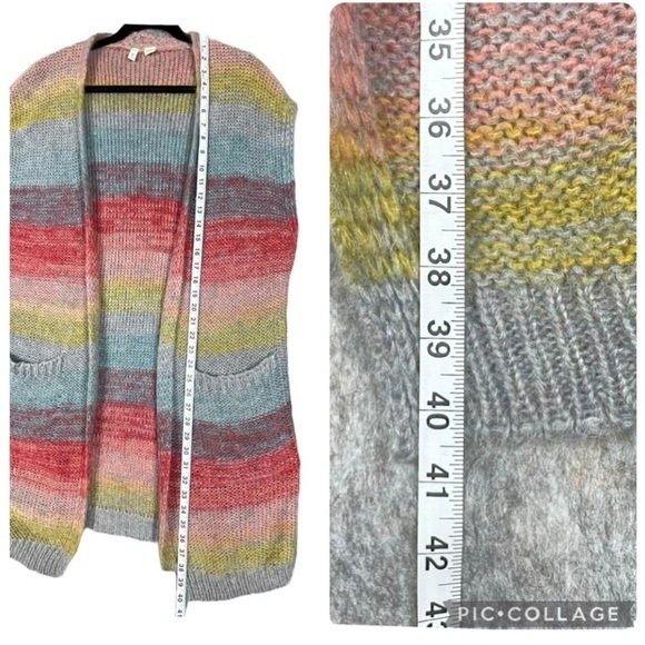 Anthropologie MOTH Rinda Rainbow Duster Cardigan Mohair Long Vest - Sz XS/S - Picture 10 of 11
